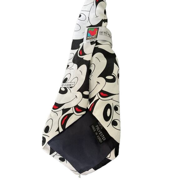 Vintage Balancine The Tie Works Disney Mickey Mouse Neck Tie Black White Silk - Picture 2 of 2